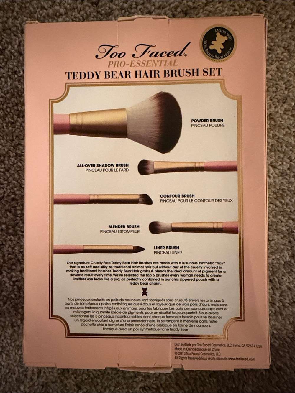 Too Faced Pink and Gold Teddy Bear Brush Set - Picture 2 of 3